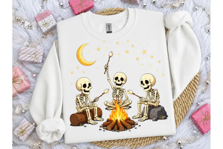 Skeletons Campfire Halloween PNG Shirt