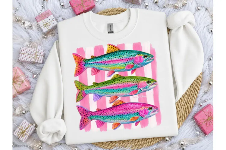 Rainbow Trout Fish PNG Sublimation Tee