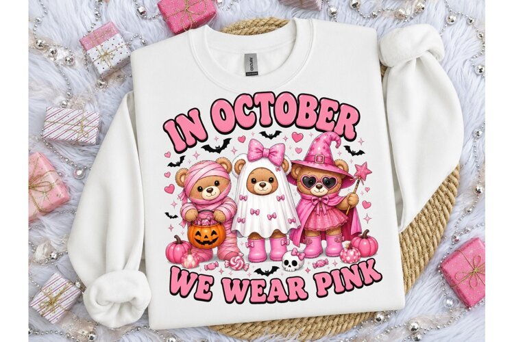 In October We Wear Pink PNG Tee example image 1