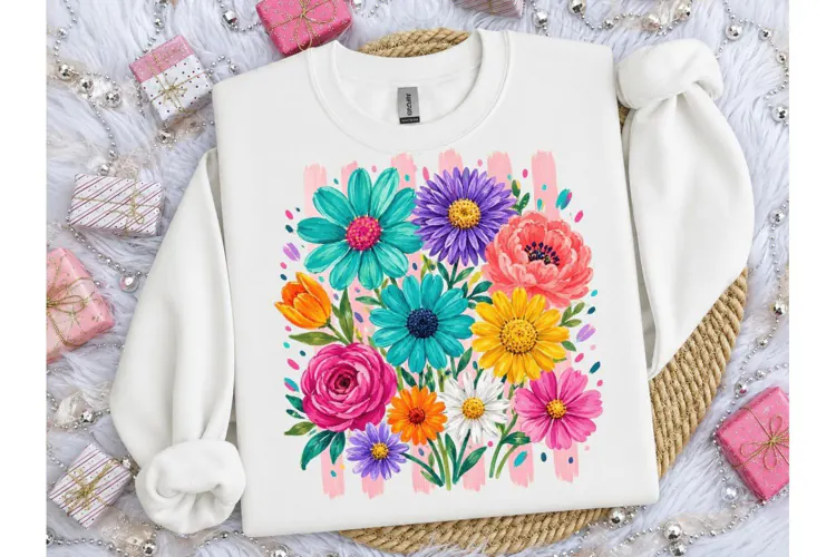 Colorful Wildflower Bouquet PNG Shirt