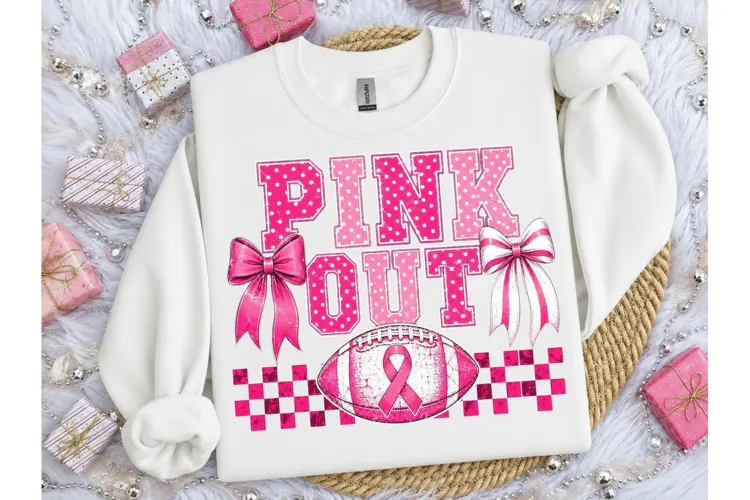 Pink Out Football Breast Cancer PNG Tee
