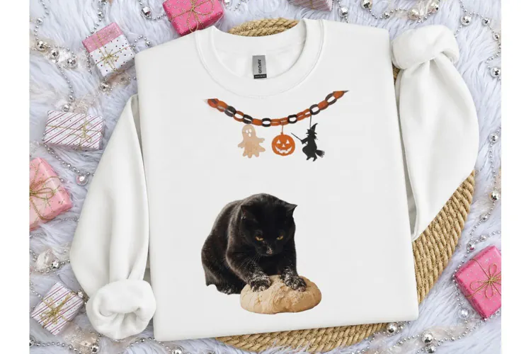 Halloween Black Cat Bread PNG Tee Design-Halloween Black Cat