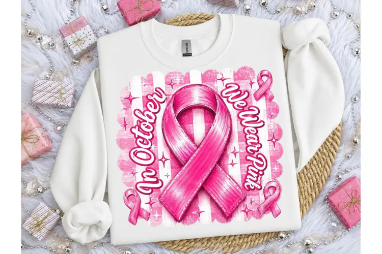 In October We Wear Pink PNG Tee Design