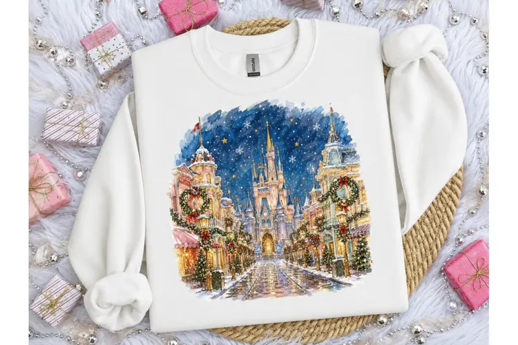 Magic Castle Christmas Night PNG Tee