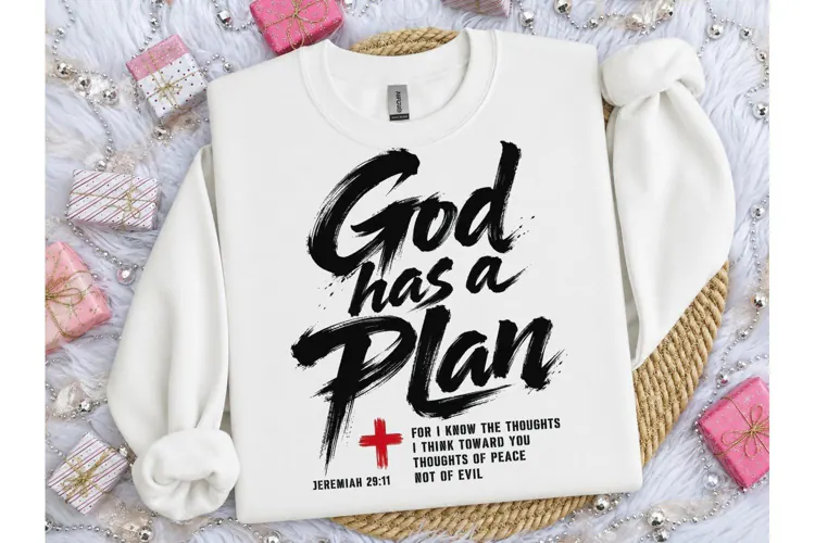 God Has a Plan PNG Christian Tee Design