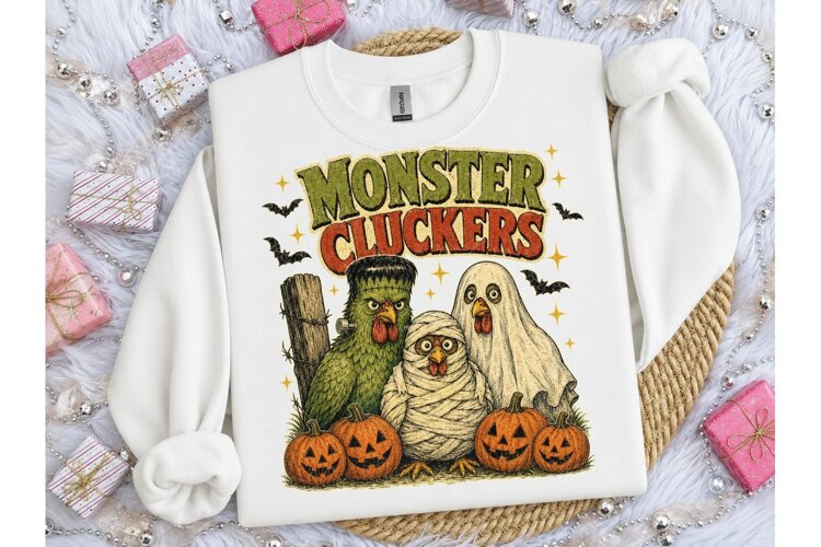 Monster Cluckers Halloween Chicken PNG example image 1