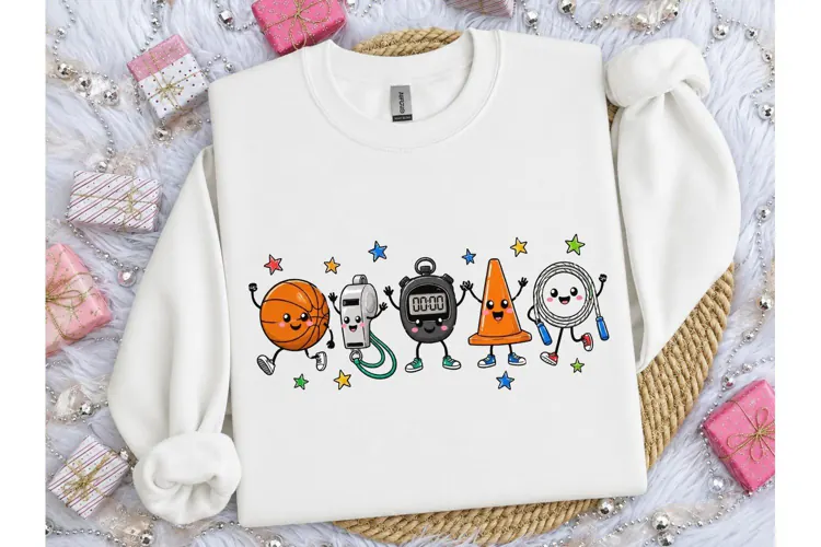 Kawaii PE Teacher Sports PNG Tee Design