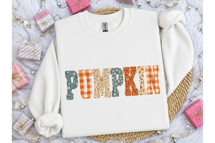 Pumpkin Fall Floral Plaid PNG Sublimatio