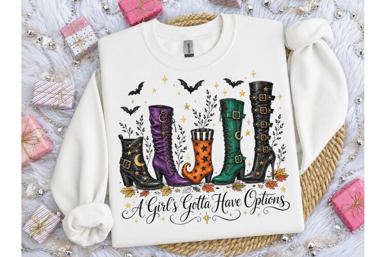 Witch Boots Halloween PNG Shirt Design example image 1