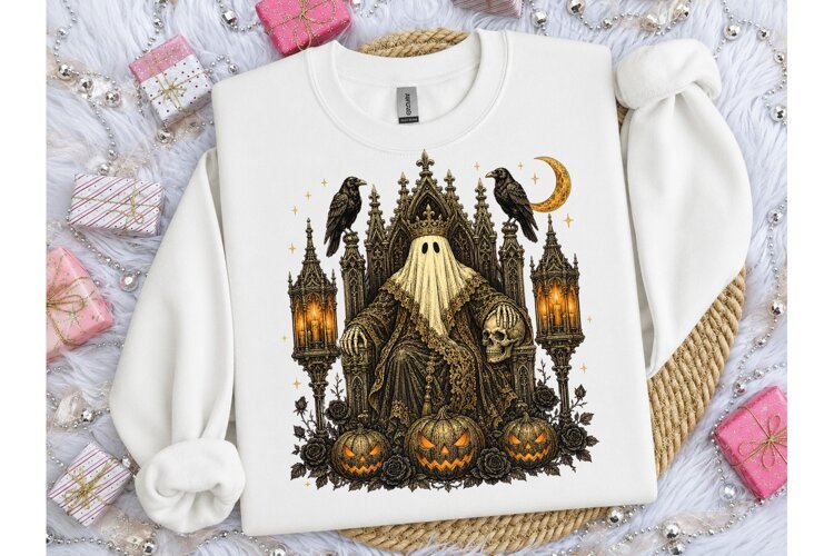 Gothic Ghost King Halloween PNG Tee example image 1