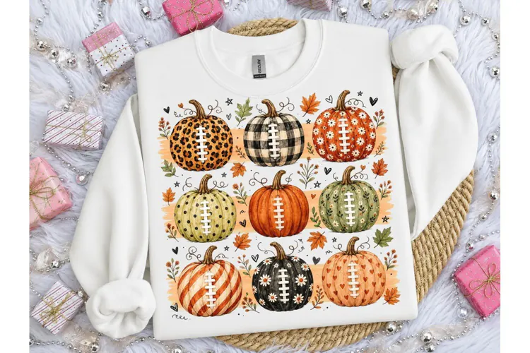 Fall Football Pumpkin PNG Sublimation Te