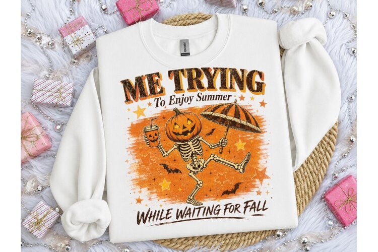 Me Trying Summer Pumpkin PNG Tee Design example image 1