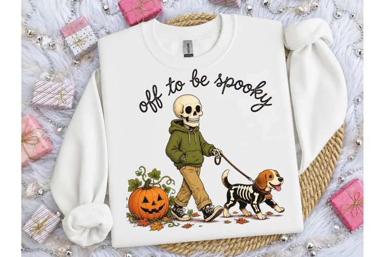 Off To Be Spooky Skeleton Dog PNG Tee
