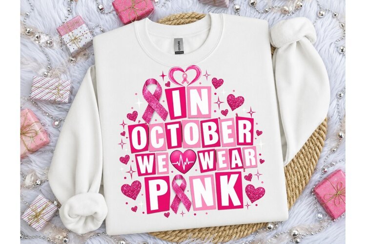 In October We Wear Pink PNG Shirt example image 1