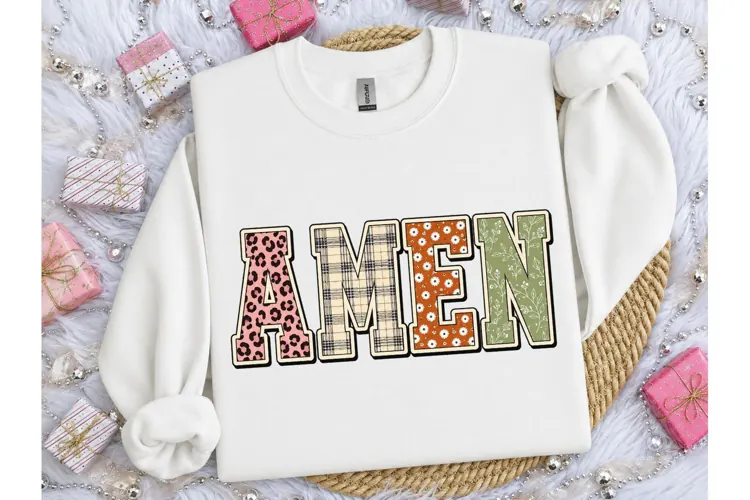 Amen Patterned Letters PNG Sublimation