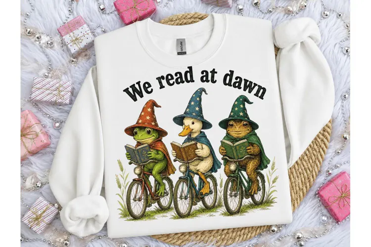 We Read At Dawn Frog Duck PNG Tee