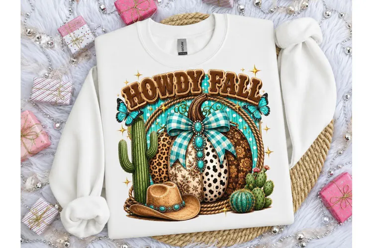 Howdy Fall Western Pumpkin PNG Tee