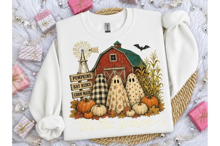 Halloween Farm Ghost PNG Tee Design