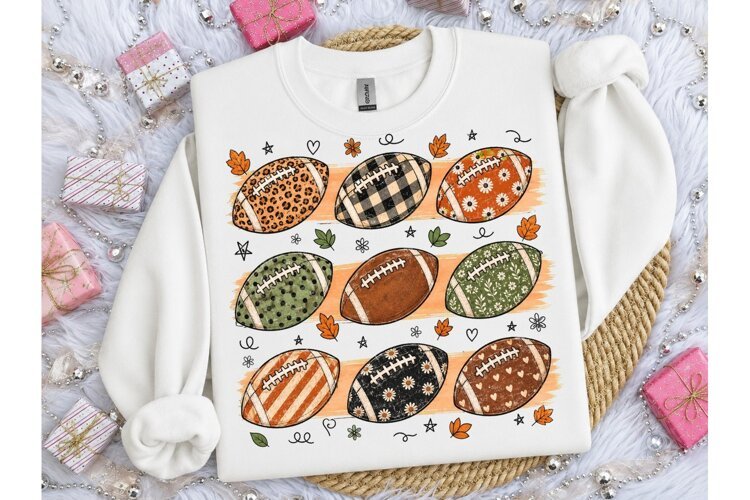 Fall Football Pattern PNG Sublimation Te example image 1