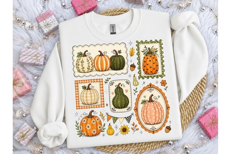 Fall Pumpkin Collage PNG Sublimation Tee example image 1