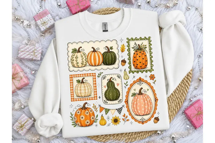 Fall Pumpkin Collage PNG Sublimation Tee