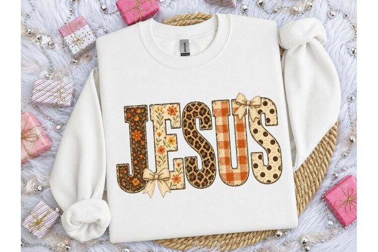 Jesus Boho Floral Leopard PNG Tee Design example image 1