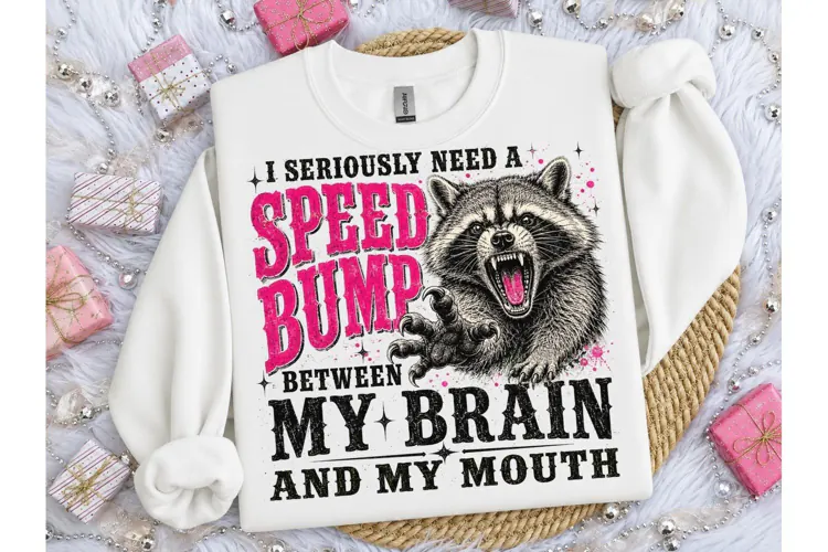Speed Bump Brain Mouth Raccoon PNG Tee