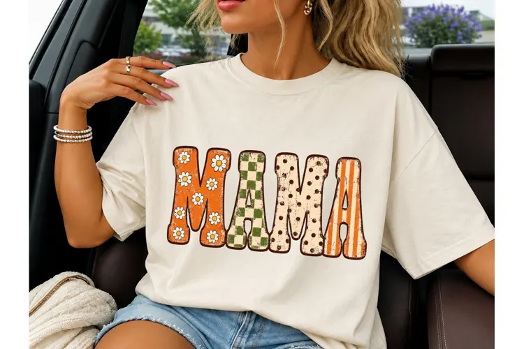 Mama Boho Daisy Retro PNG Sublimation