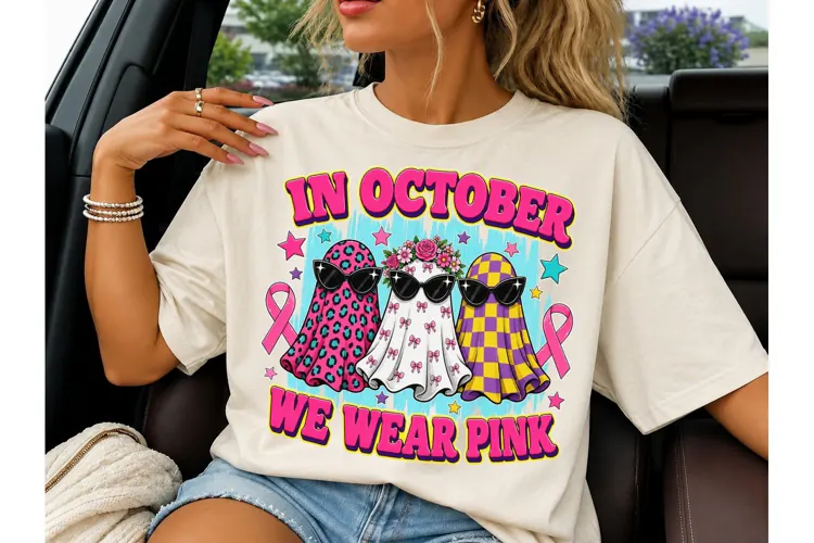 In October We Wear Pink Ghost PNG Tee