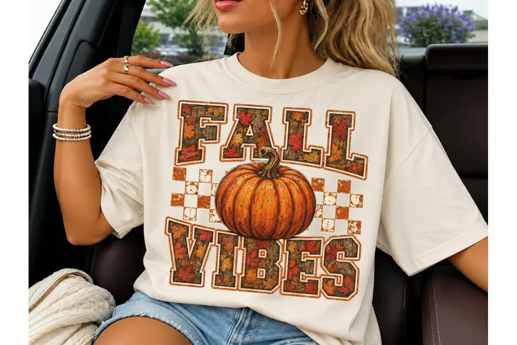 Fall Vibes Pumpkin PNG Sublimation Tee
