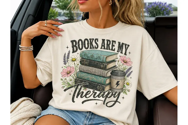 Books Are My Therapy PNG Shirt Design