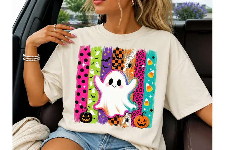 Halloween Ghost Stripe PNG Sublimation T