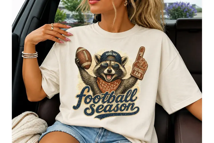 Football Season Raccoon PNG Sublimation