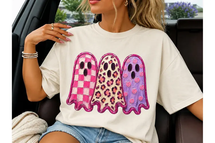 Pink Ghost Trio Halloween PNG Shirt