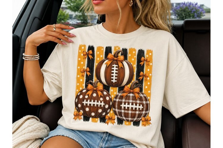 Football Pumpkin Fall PNG Sublimation Te example image 1