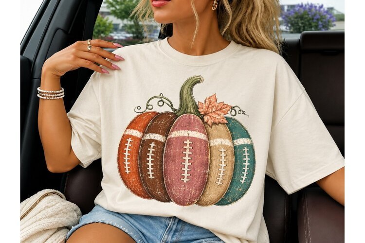 Football Pumpkin Fall PNG Sublimation Te example image 1
