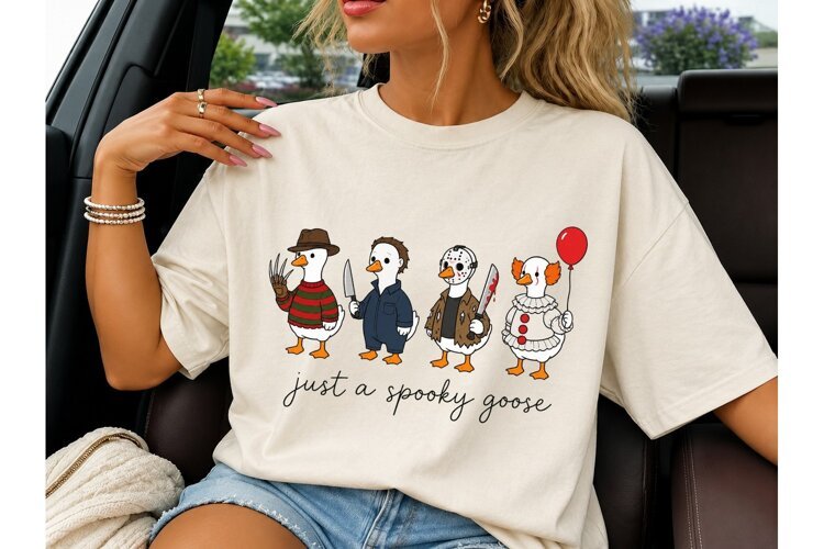 Spooky Goose Horror Halloween PNG Tee example image 1