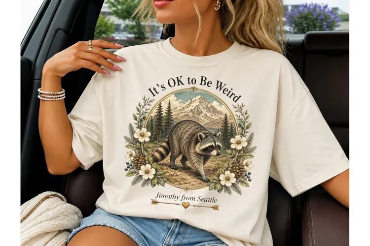 It's OK to Be Weird Raccoon PNG Tee