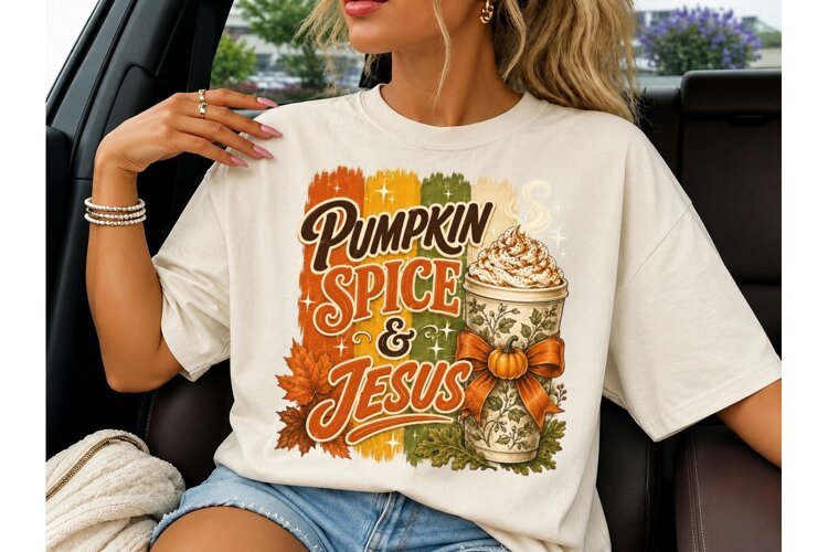 Pumpkin Spice & Jesus PNG Fall Tee example image 1