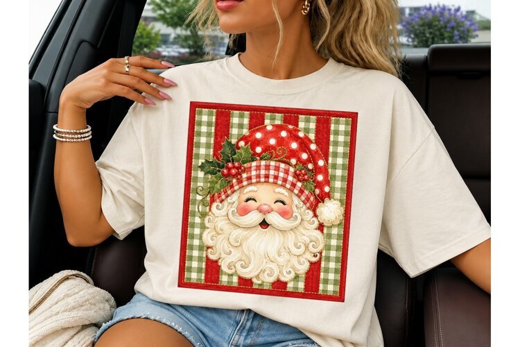 Vintage Santa Claus Christmas PNG Tee example image 1