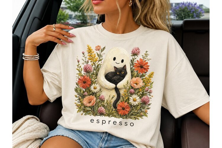 Ghost Black Cat Wildflower Espresso PNG-Ghost Black Cat Wild example image 1