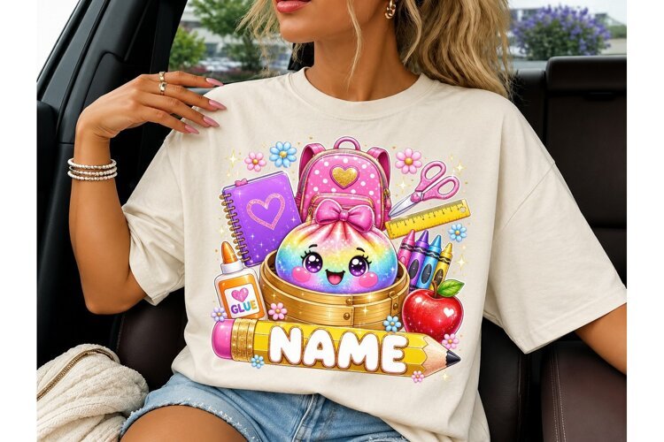 Cute Dim Sum School Supply PNG Design example image 1