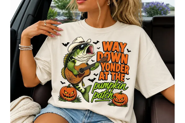 Halloween Bass Fish Pumpkin PNG Shirt