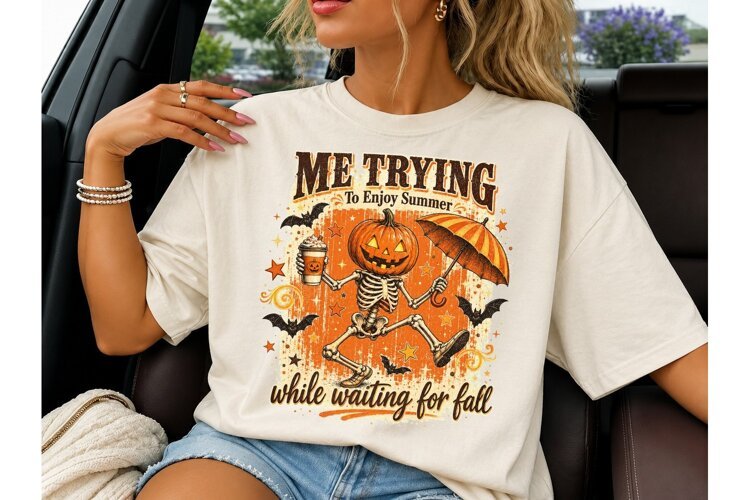 Me Trying Enjoy Summer Pumpkin PNG Tee example image 1