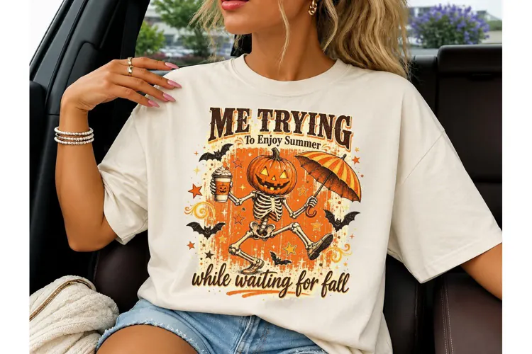 Me Trying Enjoy Summer Pumpkin PNG Tee