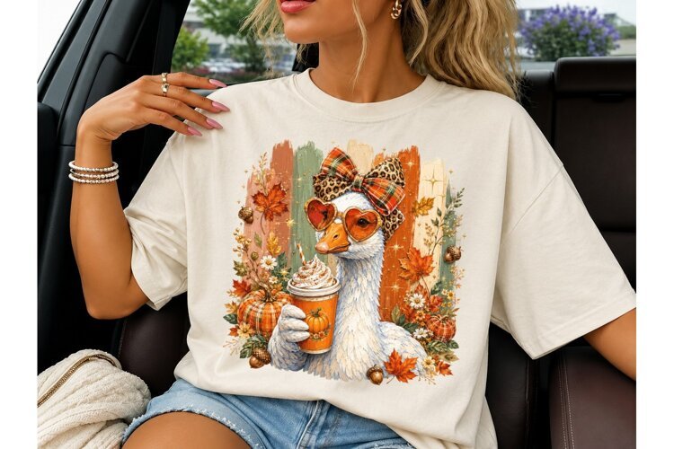 Fall Goose Pumpkin Spice PNG Sublimation example image 1