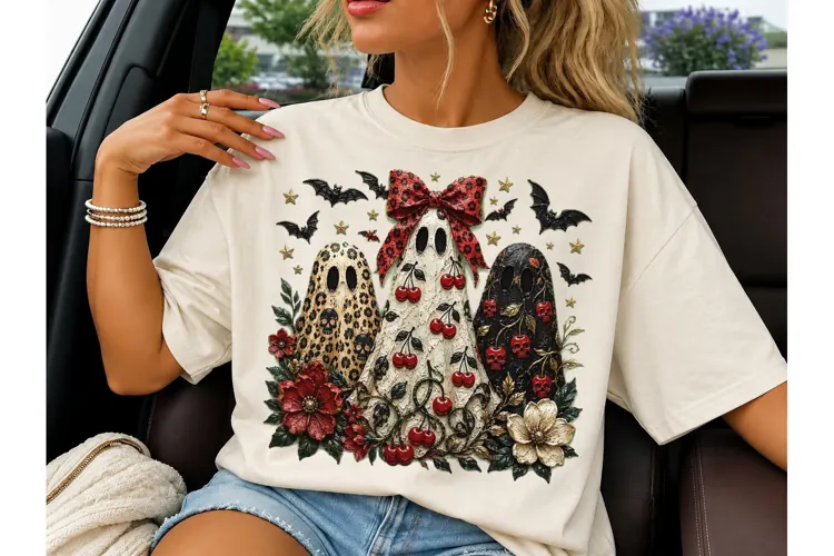 Halloween Ghost Trio PNG Sublimation Tee