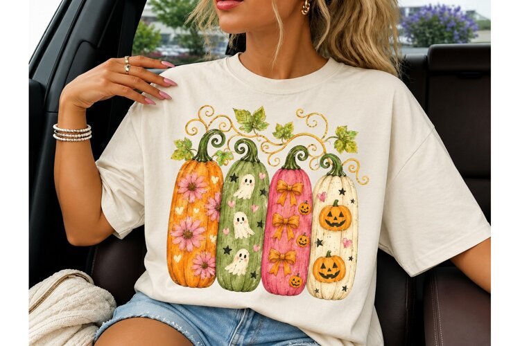 Halloween Pumpkin Fall PNG Tee Design example image 1