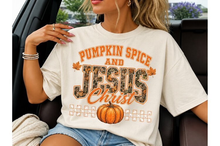 Pumpkin Spice Jesus Christ PNG Shirt example image 1