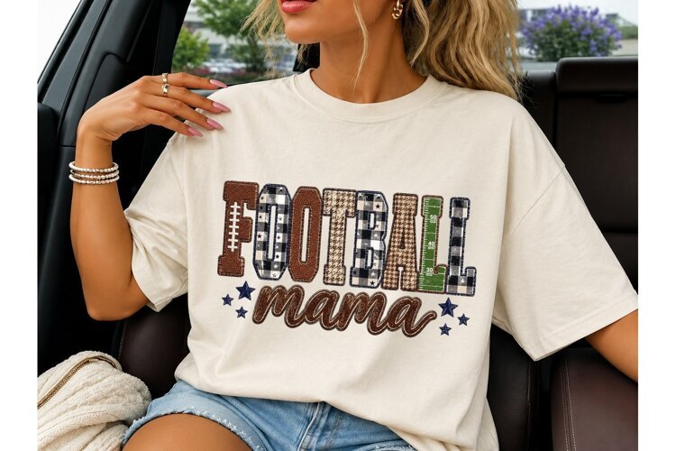 Football Mama PNG Sublimation Tee Design example image 1